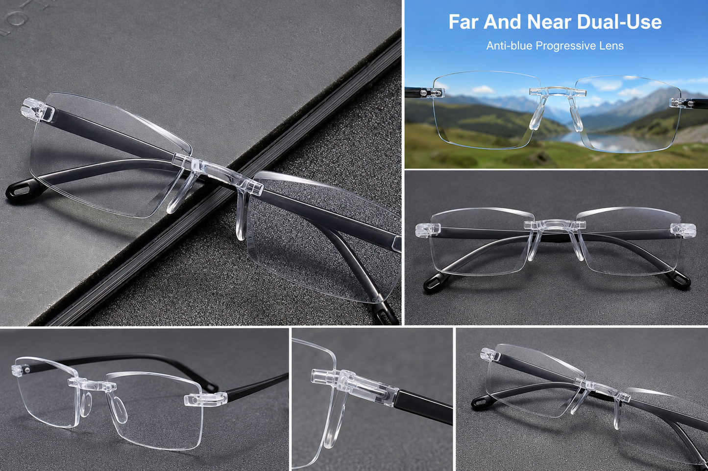 Anti-blue Progressive Far And Near Dual-Use Reading Glass